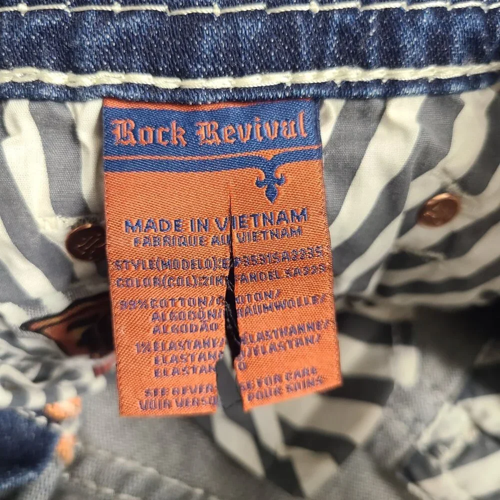 NEW Rock Revival Zinfadel Slim Taper Distressed Denim Jeans Size 31x30 Blue